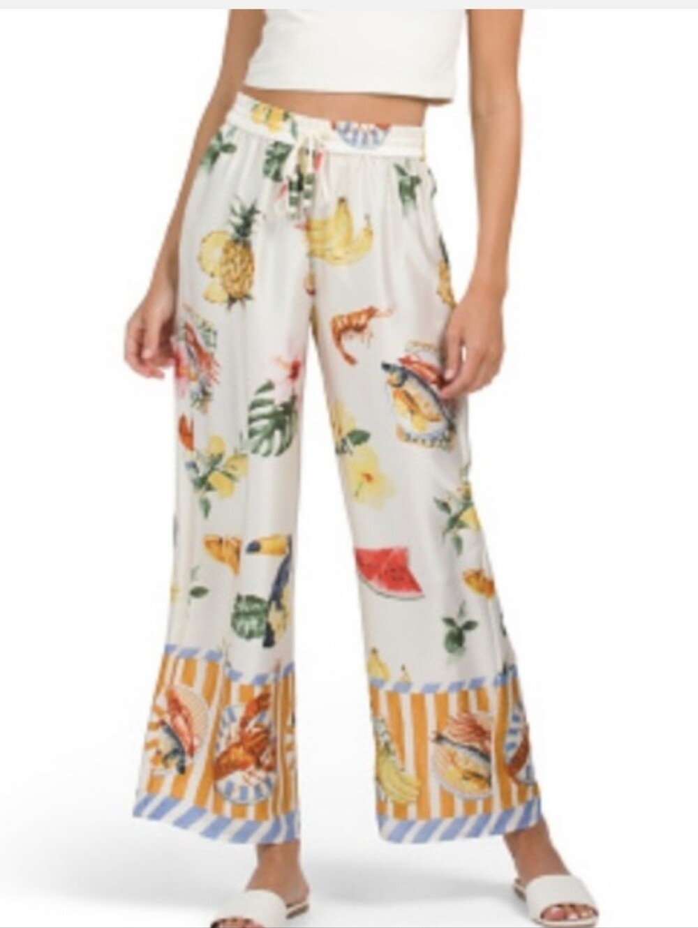 Bailey Off White Wide-Leg Fruit Print Lounge Pants - White Medium